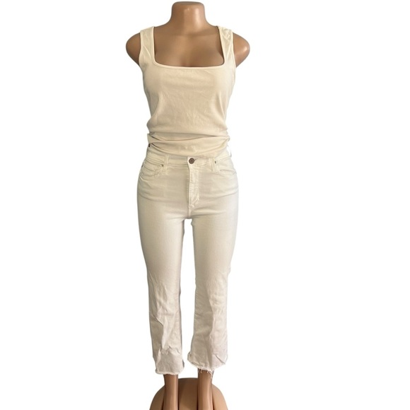 Adriano Goldschmied Farrah Mid-Rise Crop Boot Jeans White - Picture 1 of 10